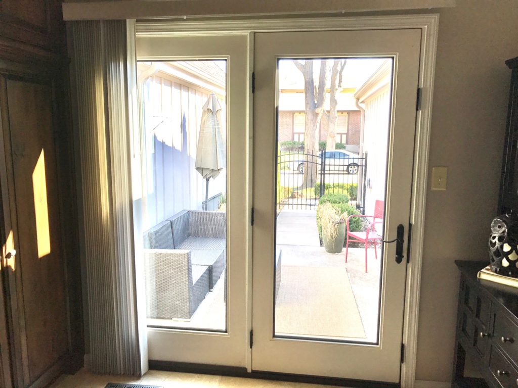 Interior view of a Therma Tru Flushed Glazed Fullview Hinged Patio Door